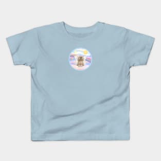 Lhasa Apso Angel in Heaven's Clouds Rainbow Bridge Art Kids T-Shirt